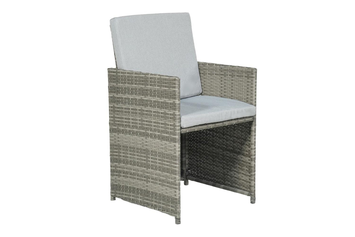 Hera Deluxe Rattan 8 Seater Dining Cube Garden Furniture Patio Set W/ Parasol Hole - Grey-9