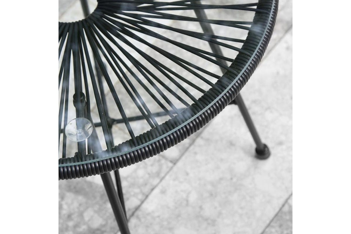 Raygar 3pcs Bistro Egg Designer String Chair Indoor & Garden Set - Black-3