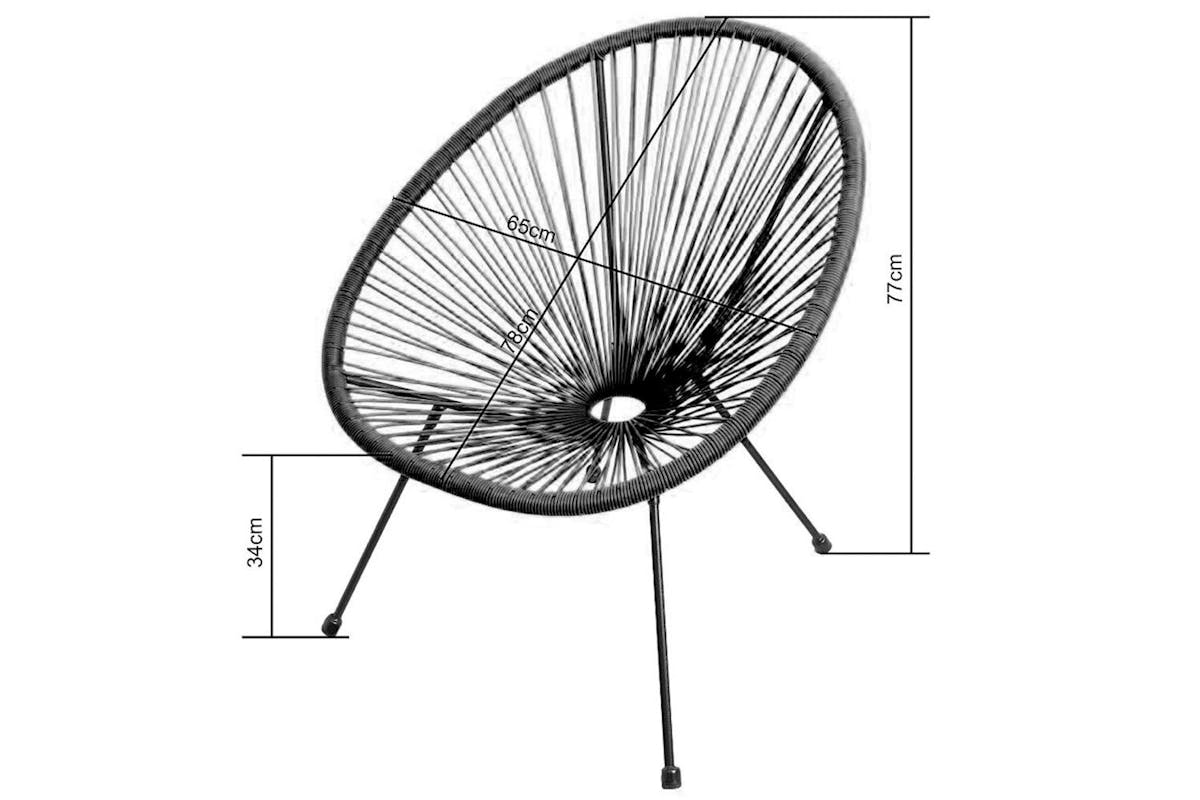 Raygar 3pcs Bistro Egg Designer String Chair Indoor & Garden Set - Black-6