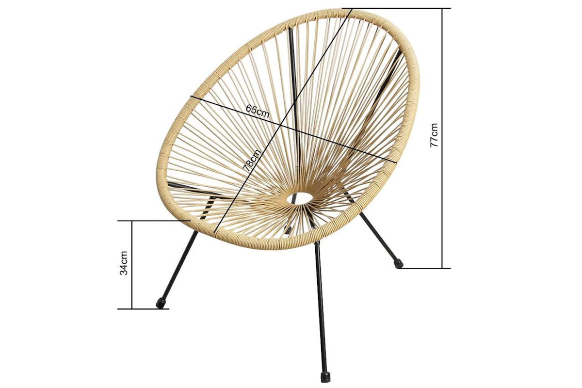 Raygar 3pcs Bistro Egg Designer String Chair Indoor & Garden Set - Natural-6