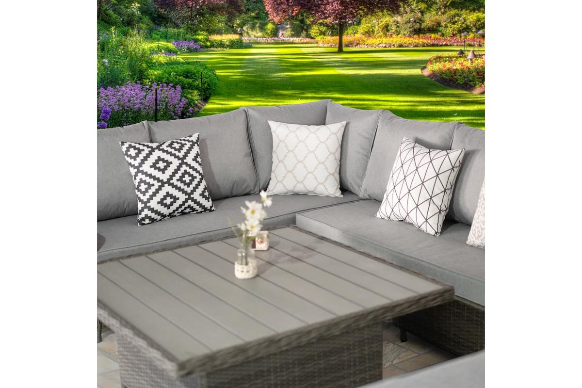 Verona Deluxe Rattan 7 Seater Corner Set With Adjustable Table For Garden Patio - Grey-2