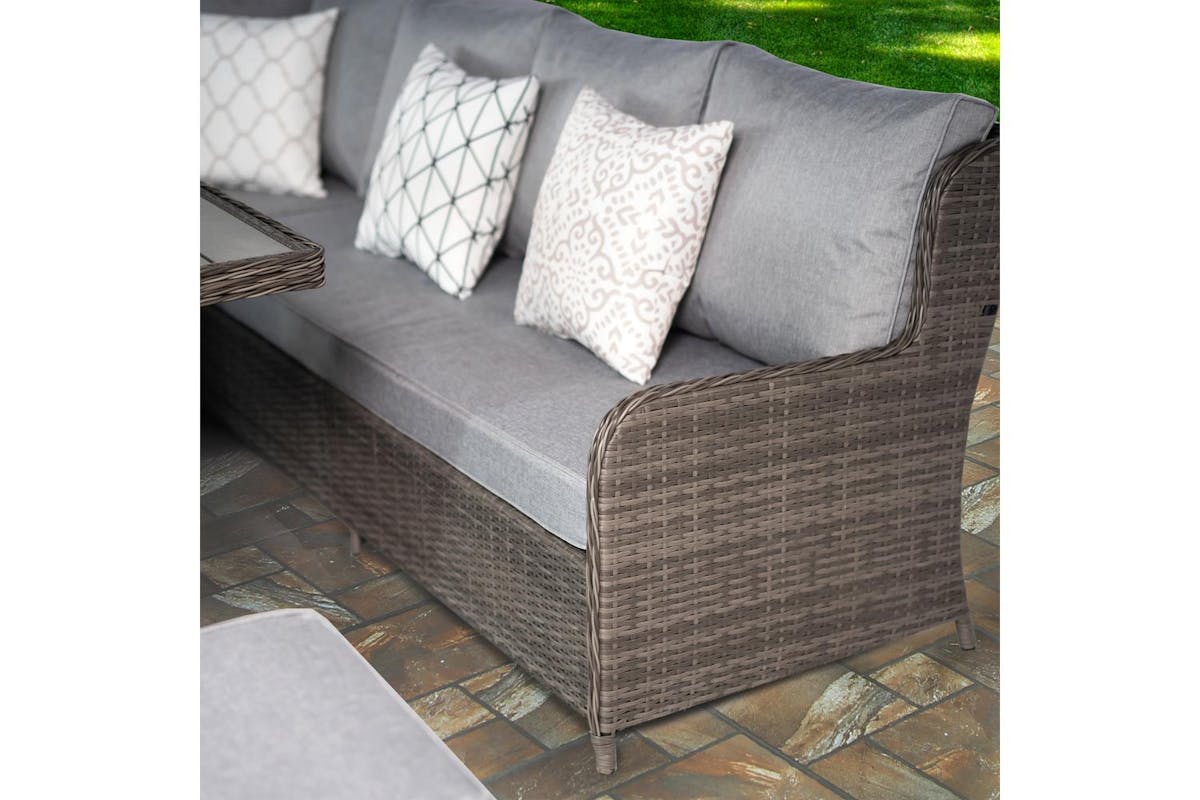 Verona Deluxe Rattan 7 Seater Corner Set With Adjustable Table For Garden Patio - Grey-3