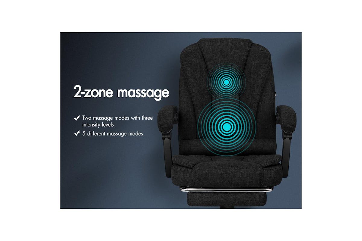Elfordson Massage Home Office Chair with Footrest | Linen | Black (Ex-Display DC250722-000005)-4