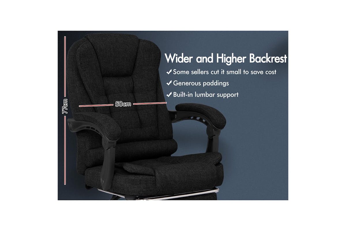 Elfordson Massage Home Office Chair with Footrest | Linen | Black (Ex-Display DC250722-000005)-5