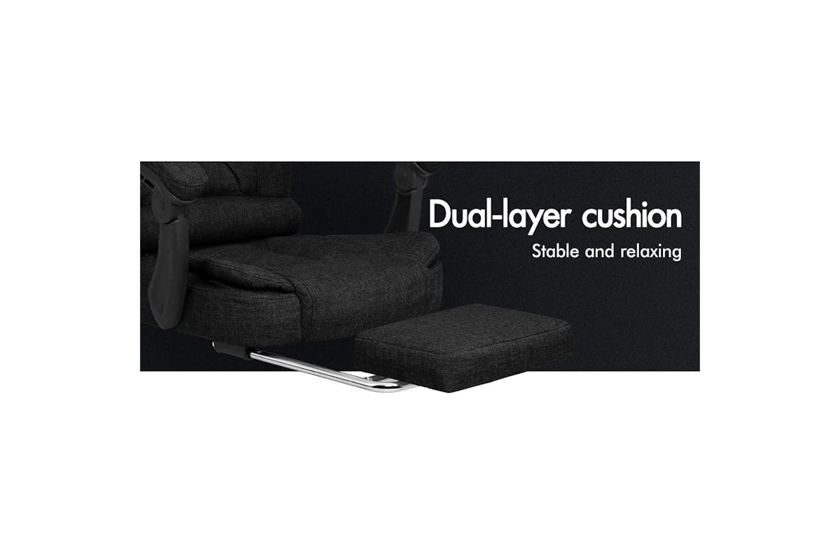 Elfordson Massage Home Office Chair with Footrest | Linen | Black (Ex-Display DC250722-000005)-6