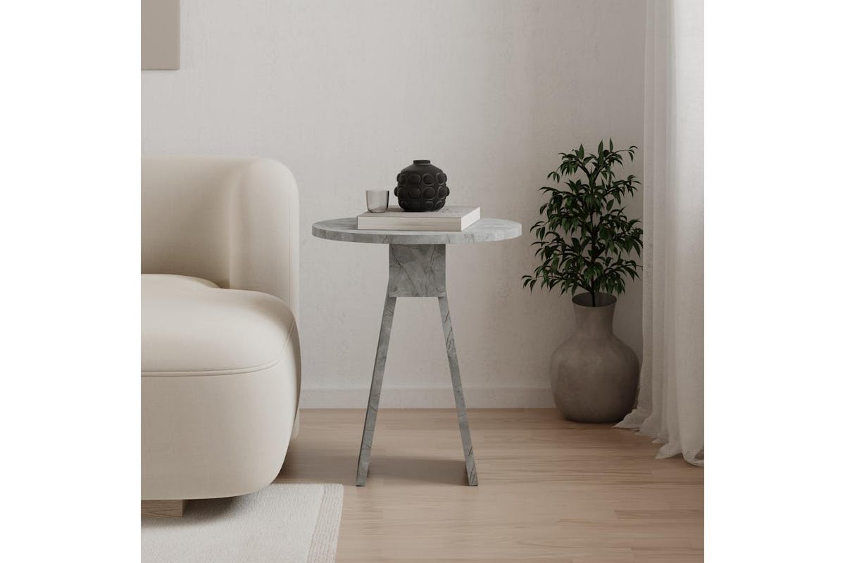Decortie Modern Chen Side Table | Side Table | Gold Marble Effect | 42x42x50cm-3