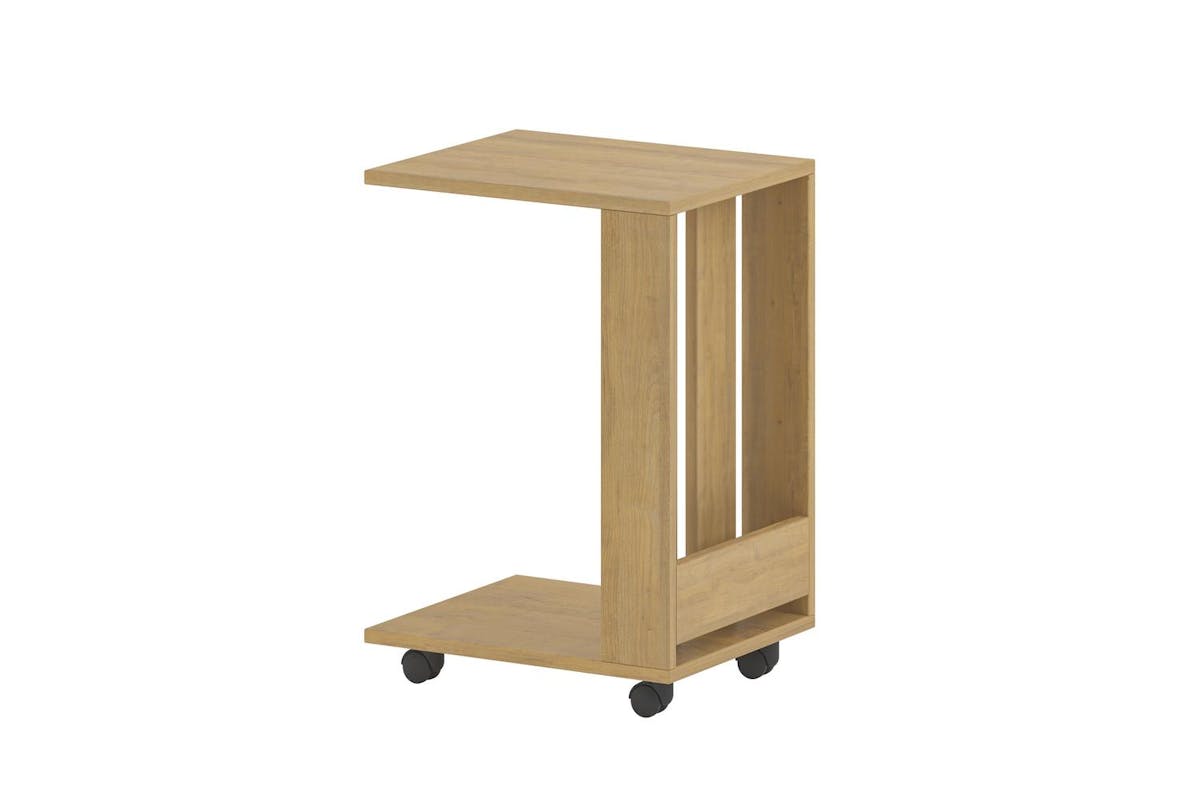 Decortie Edi Modern C-shaped Side Table | Oak | 60cm-2