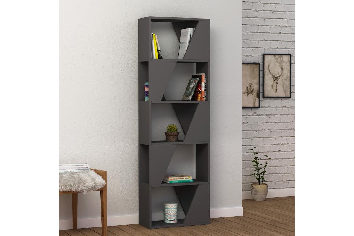 Decortie Frame Modern Bookcase | Freestanding Display Unit | Engineered Wood | Anthracite Grey | 168cm-3