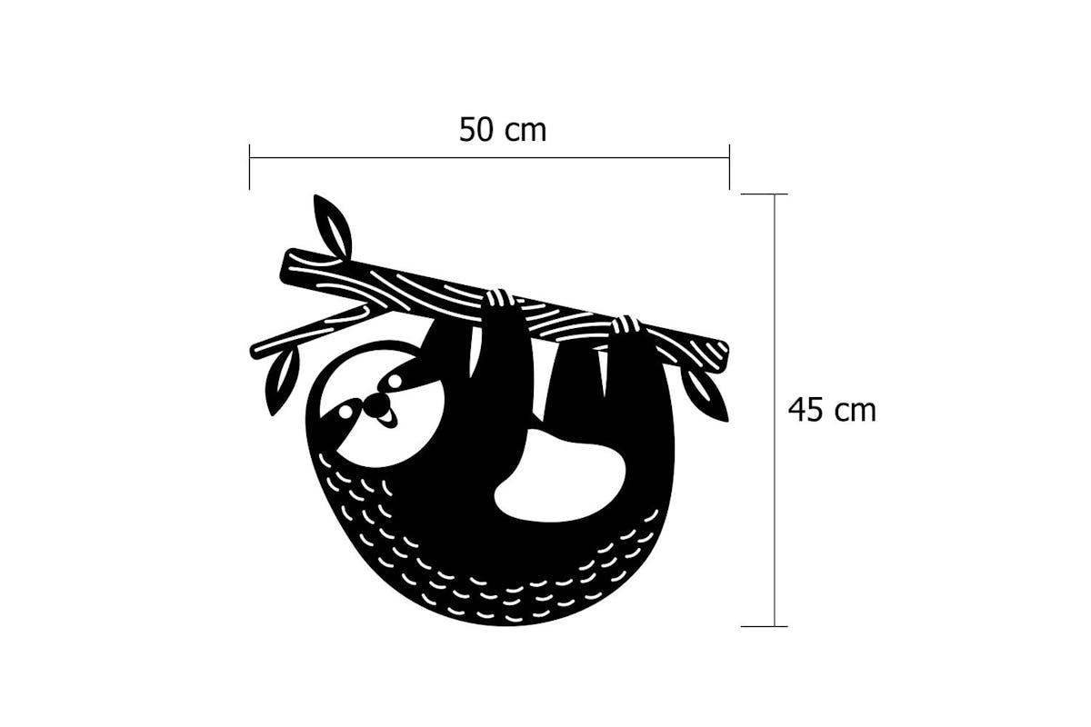 Decortie | Slothy Metal Wall Art | Black | 45 x 50 cm-3