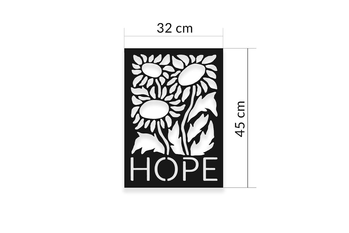 Decortie | Hope Metal Art Wall Ornament | Black | 20 x 20 cm-3
