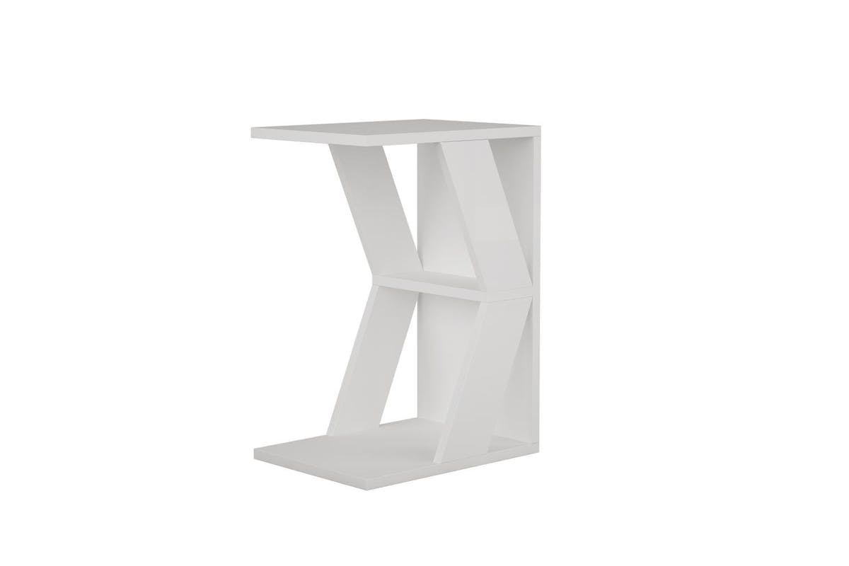Decortie Naze Modern C-shaped Side Table | Side Table | Engineered Wood | White | 57cm-2