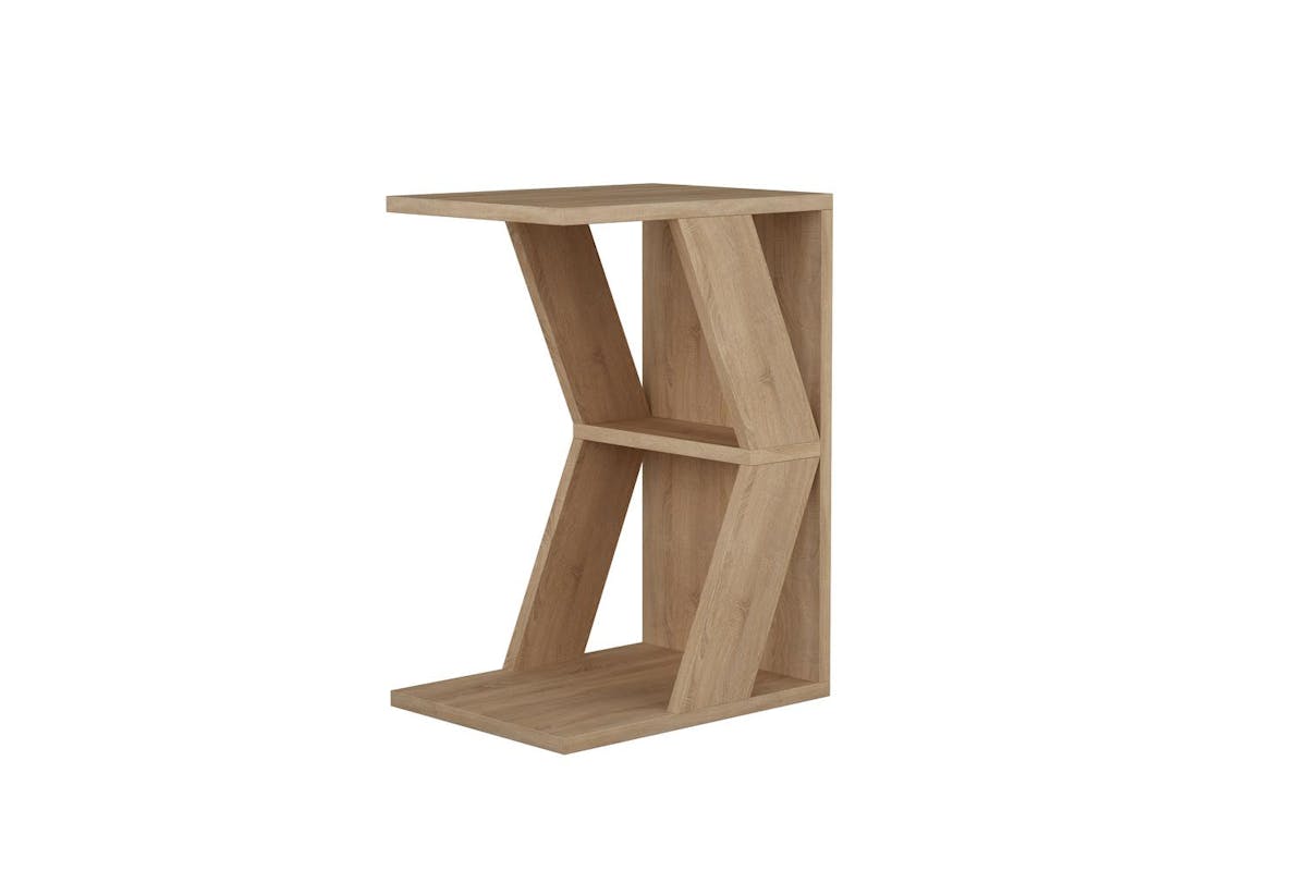 Decortie Naze Modern C-shaped Side Table | Side Table | Engineered Wood Oak | 57cm-2