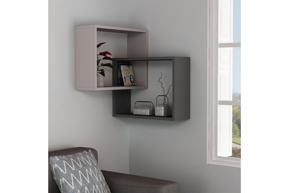 Decortie Ring Corner Wall Mounted Bookcase | Modern Display Unit | Engineered Wood | 60cm-3