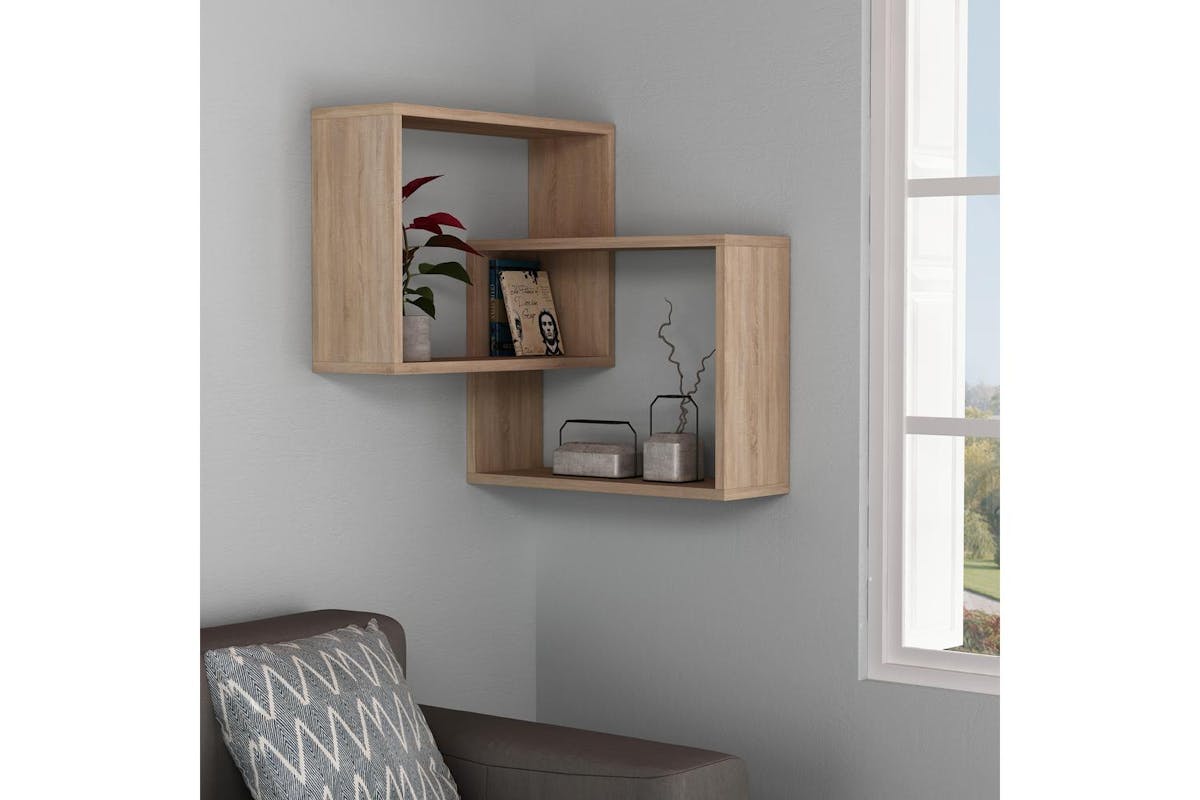 Decortie Ring Corner Wall Mounted Bookcase | Modern Oak | 60cm-3