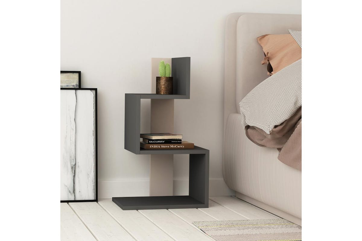 Decortie Rosie 3 Tier Side Table | Modern Engineered Wood | Mocha Grey Anthracite Grey | 72cm-3