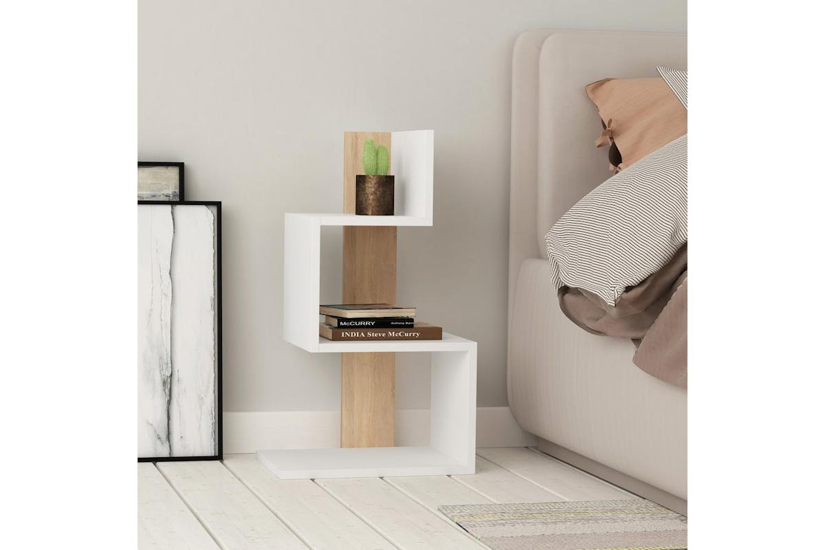 Decortie Rosie Modern Side Table | 3 Tier | White Oak | 72cm-3