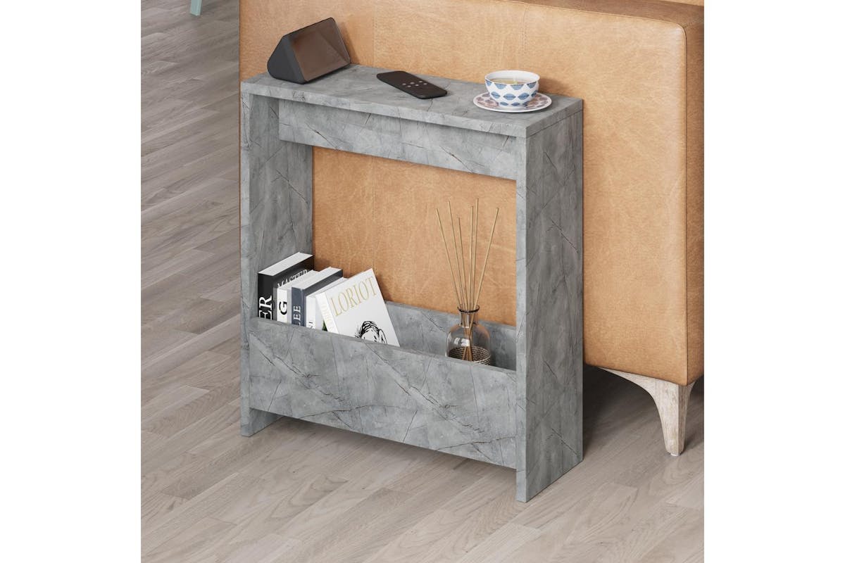 Decortie Simpi Modern Side End Table | Side Table | Gold Marble Effect | 60cm-3