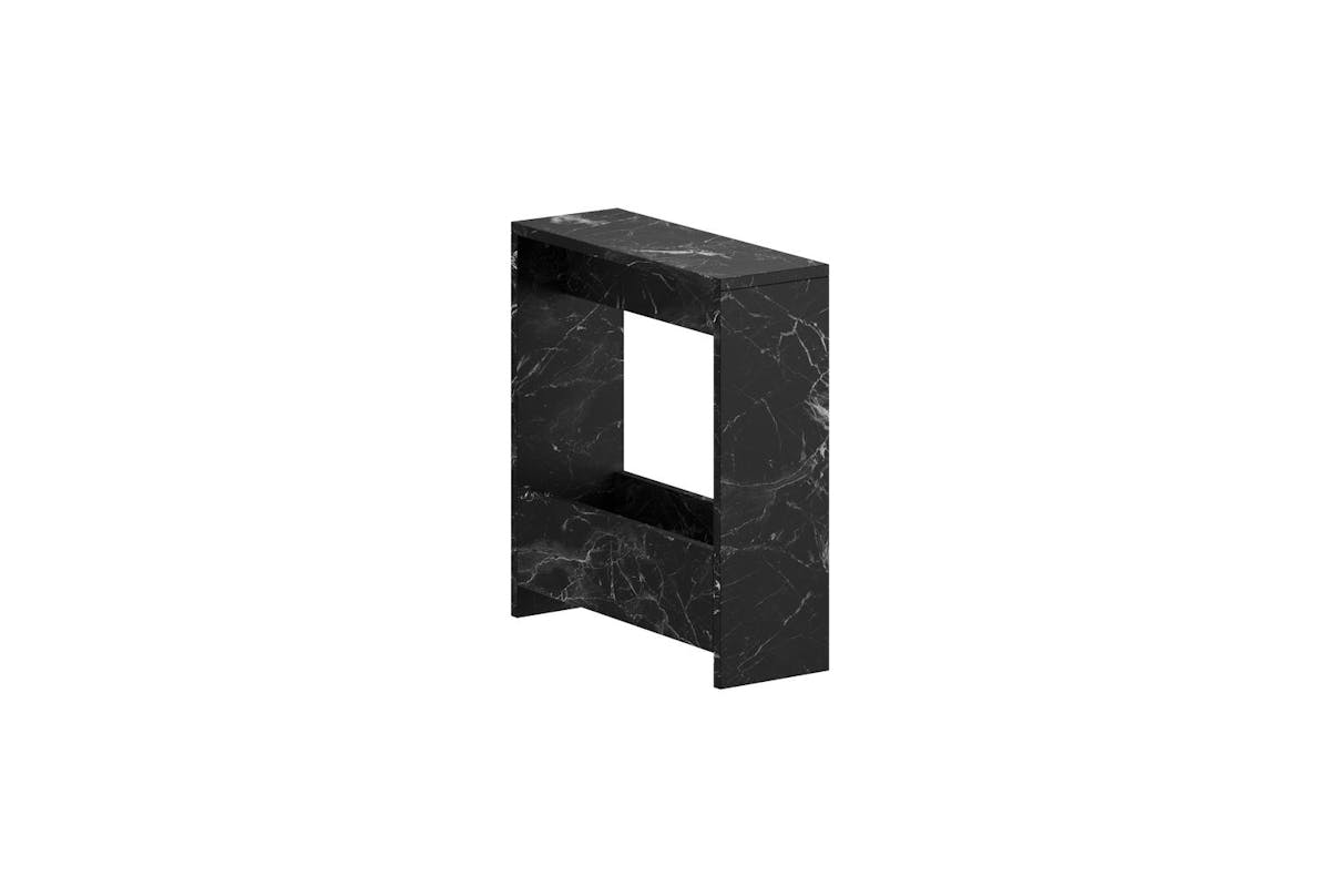 Decortie Simpi Modern Side End Table | Side Table | Gloss Black Marble Effect | 60cm-2