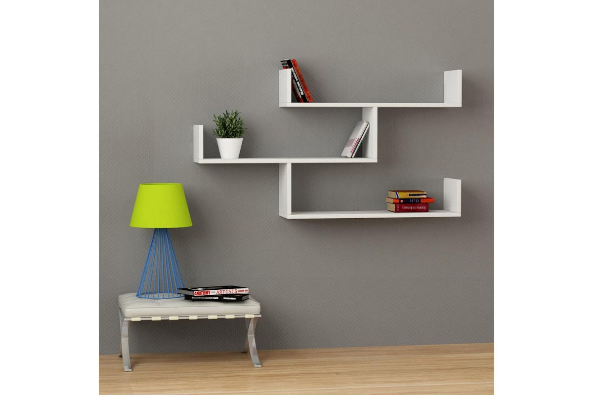 Decortie Tibet Bookcase | Wall-mounted | Chipboard | 120cm | 3-tier Shelf-3