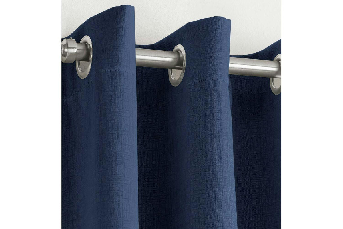 Navy Eyelet Vogue Pair Of Thermal Noise Reducing Room Darkening Curtains 229x183cm (Ex-Display DC250774-000346)-3
