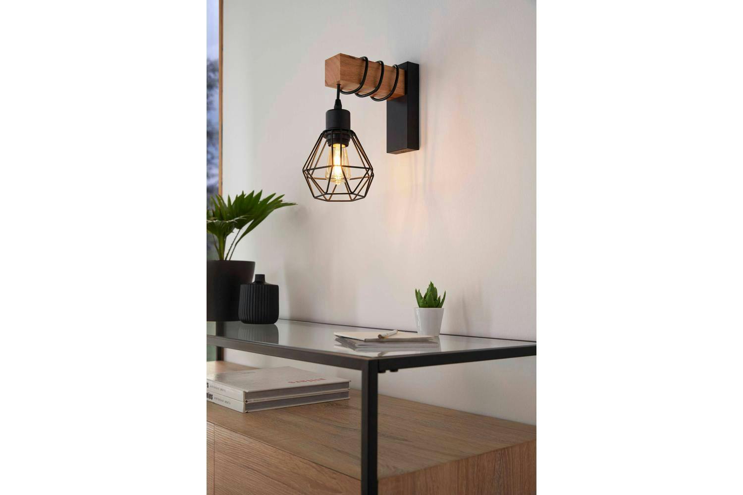 Eglo | Townshend 5 Industrial Wall Light | Brown/Black-2