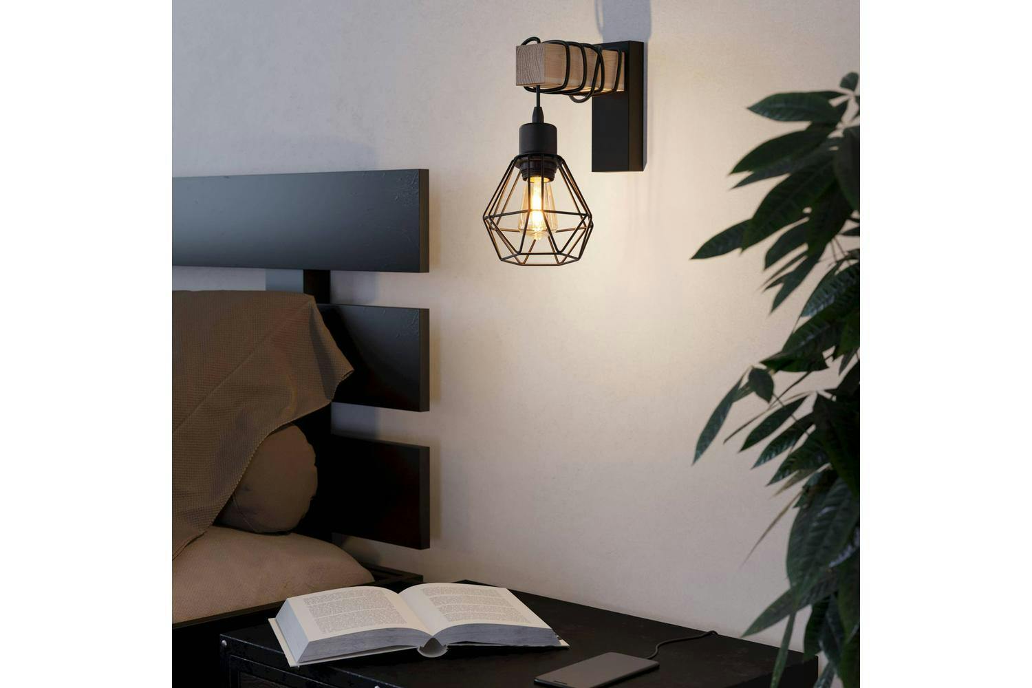 Eglo | Townshend 5 Industrial Wall Light | Brown/Black-3