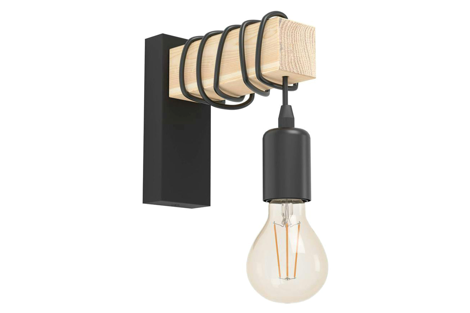 Eglo | Townshend 3 Industrial Wall Light | Brown/Black