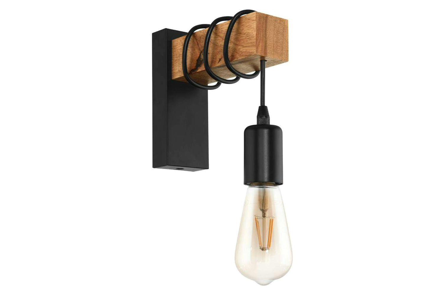 Eglo | Townshend 3 Industrial Wall Light | Brown/Black-4