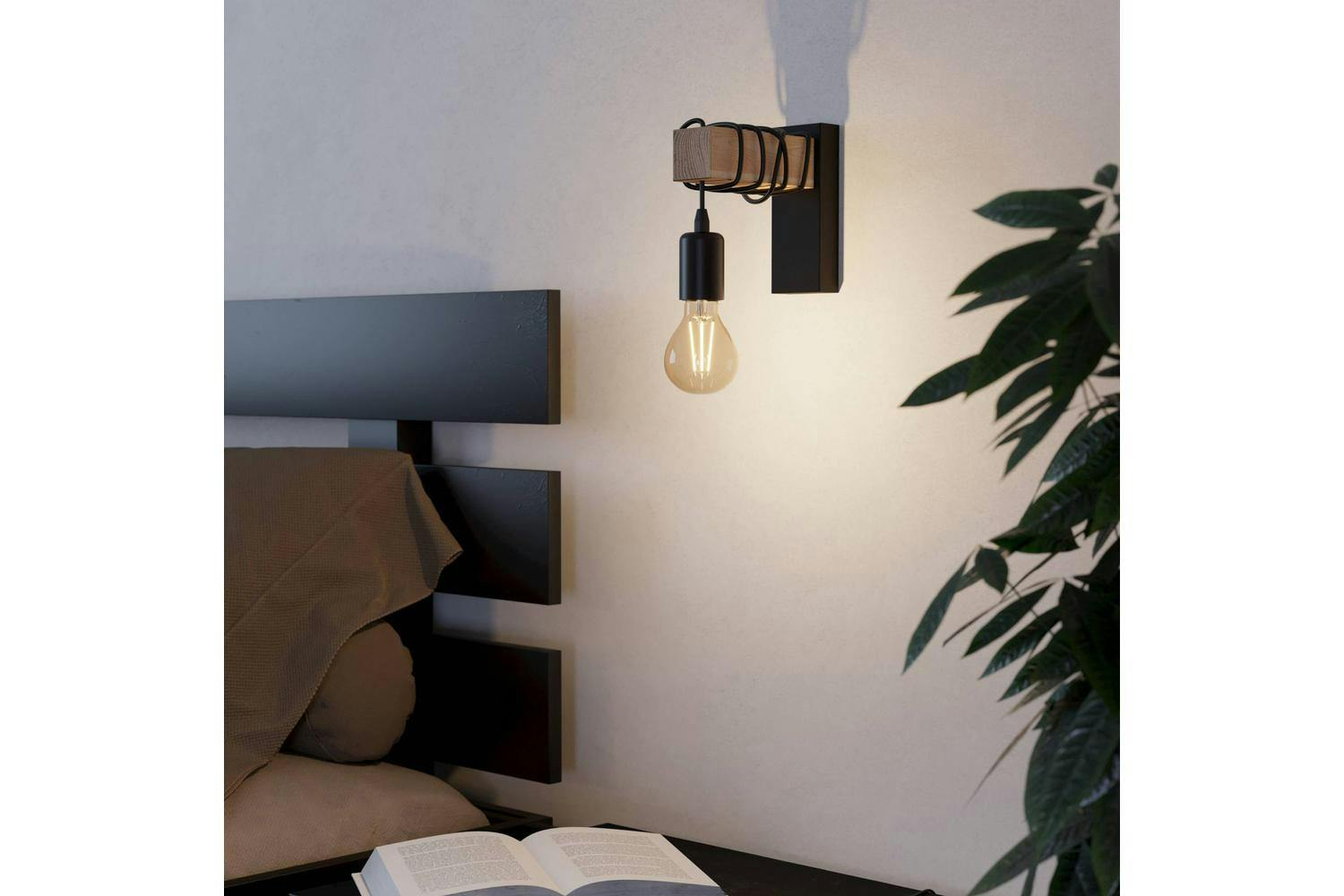 Eglo | Townshend 3 Industrial Wall Light | Brown/Black-5