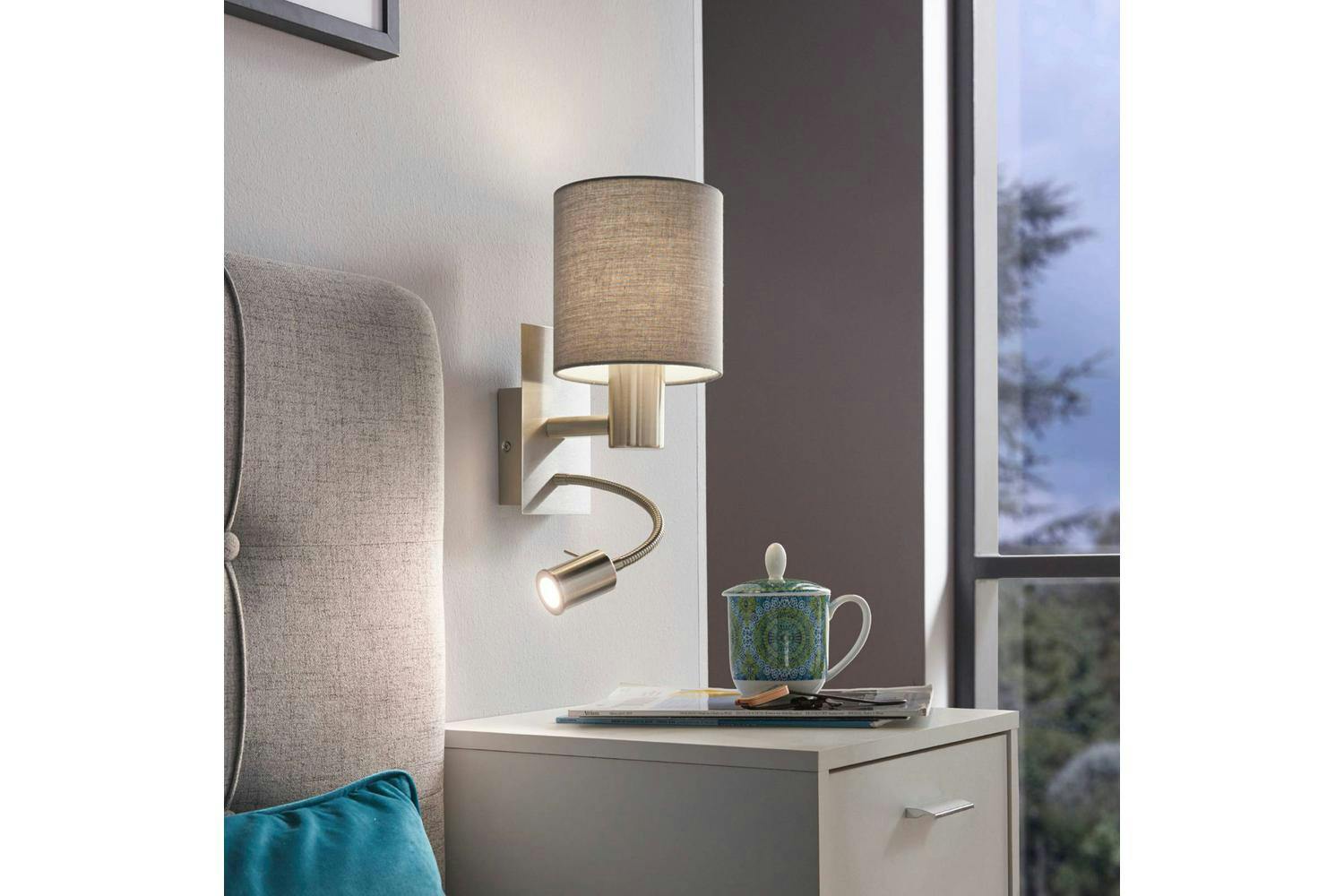 Eglo | Pasteri LED Wall Light with Reading Light | Nickel/Grey-2