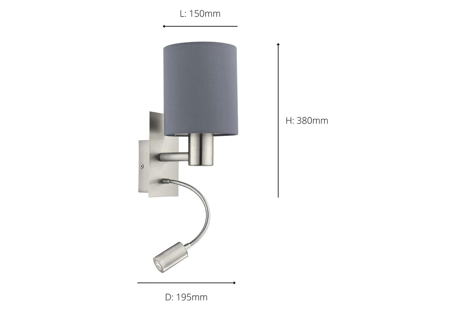 Eglo | Pasteri LED Wall Light with Reading Light | Nickel/Grey-3