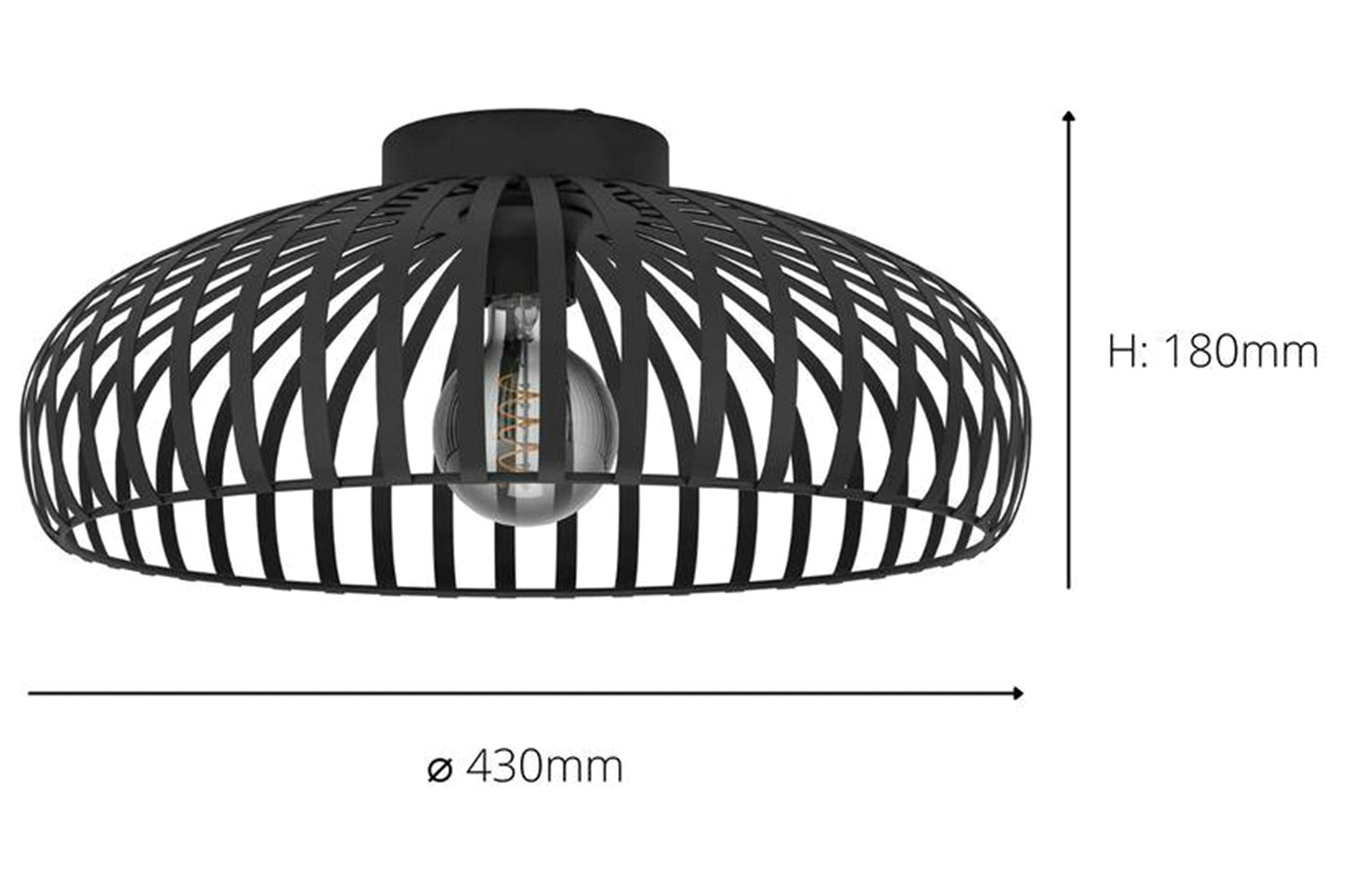 Eglo | Mogano 3 Caged Style Ceiling Light | 43 cm | Black-4