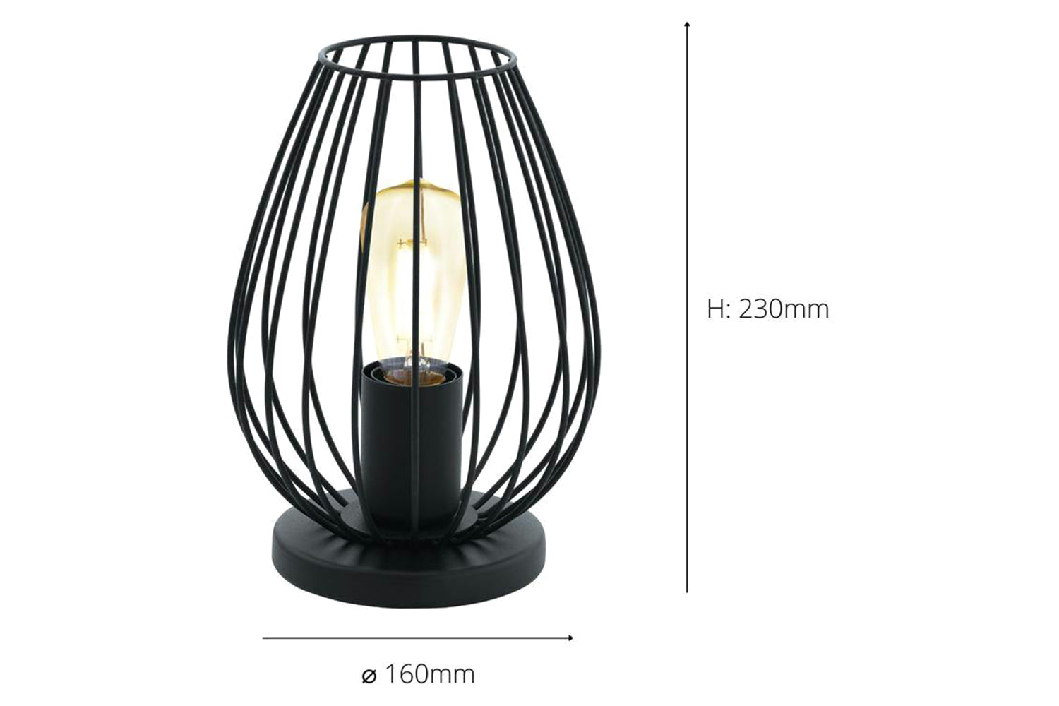 Eglo | Newtown Vintage Caged Table Lamp | Black-3