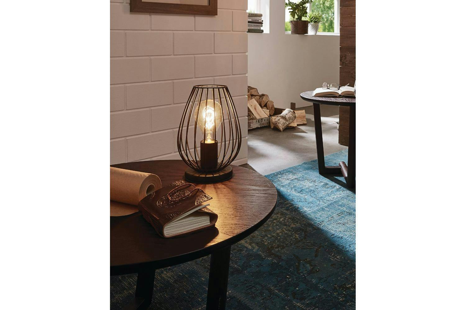 Eglo | Newtown Vintage Caged Table Lamp | Black-2
