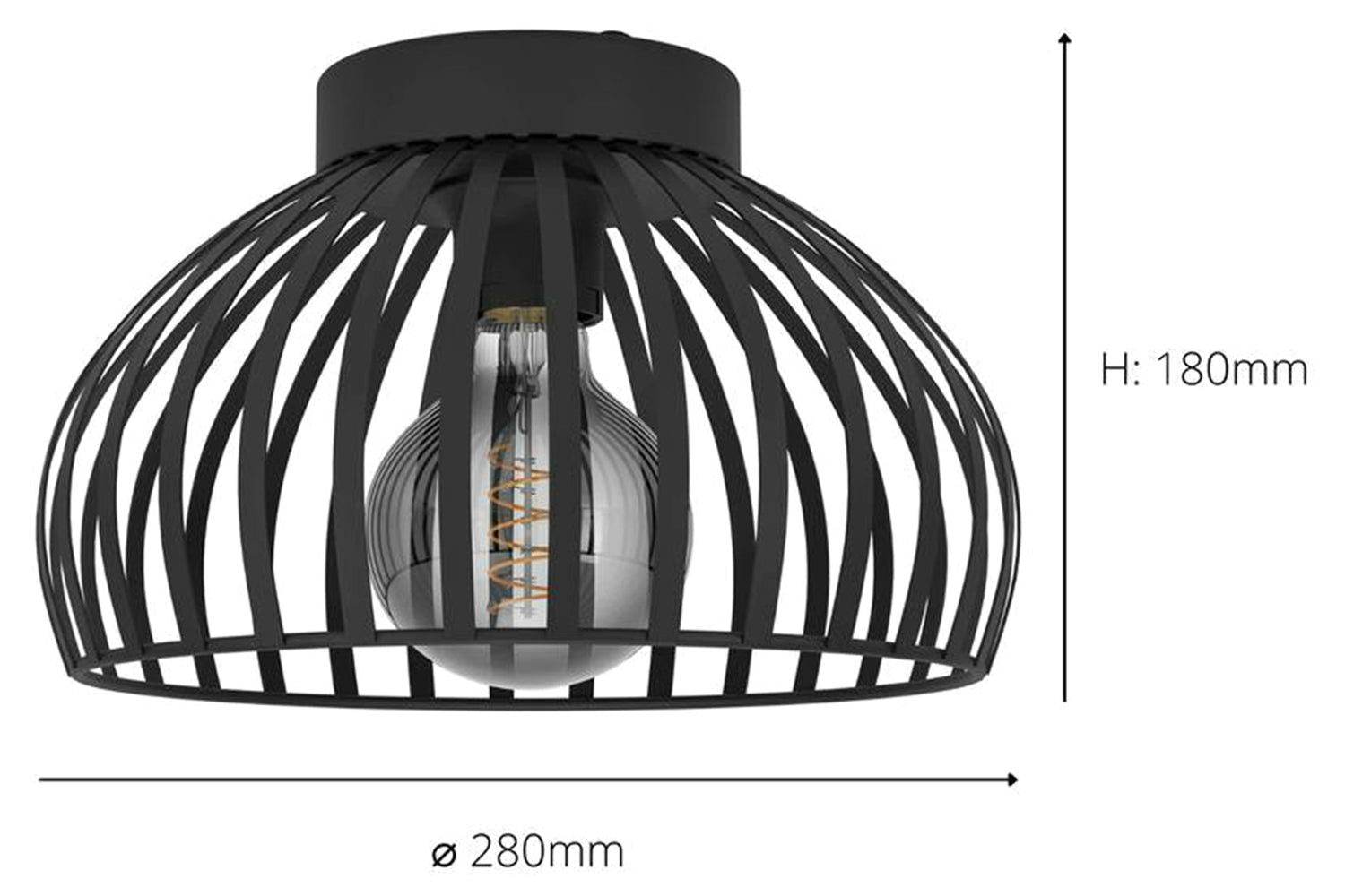 Eglo | Mogano 3 Caged Style Ceiling Light | 28 cm | Black-4