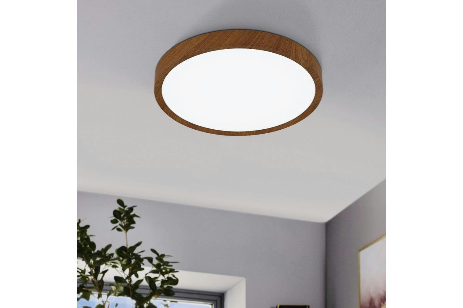 Eglo | Musurita Wood Effect  Circular LED Ceiling Light | Brown-4