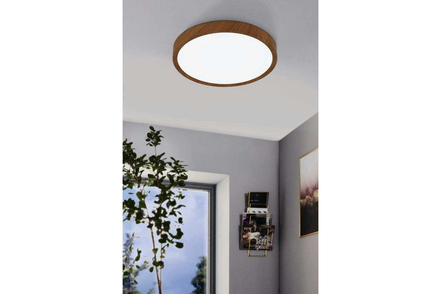 Eglo | Musurita Wood Effect  Circular LED Ceiling Light | Brown-2