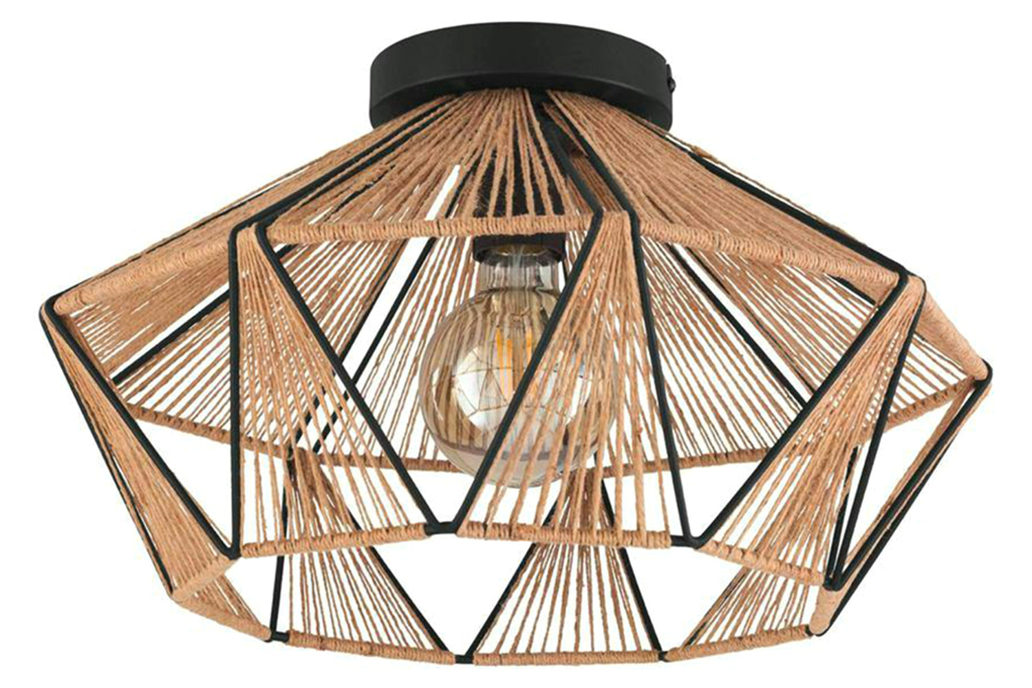 Eglo | Adwickle Natural Hemp Yarn Ceiling Light | Brown/Black