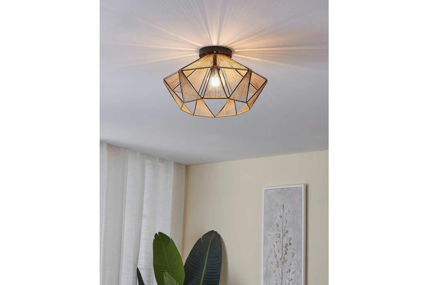 Eglo | Adwickle Natural Hemp Yarn Ceiling Light | Brown/Black-2