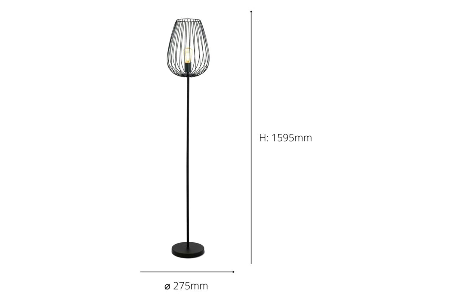 Eglo | Newtown Vintage Caged Floor Lamp | Black-3