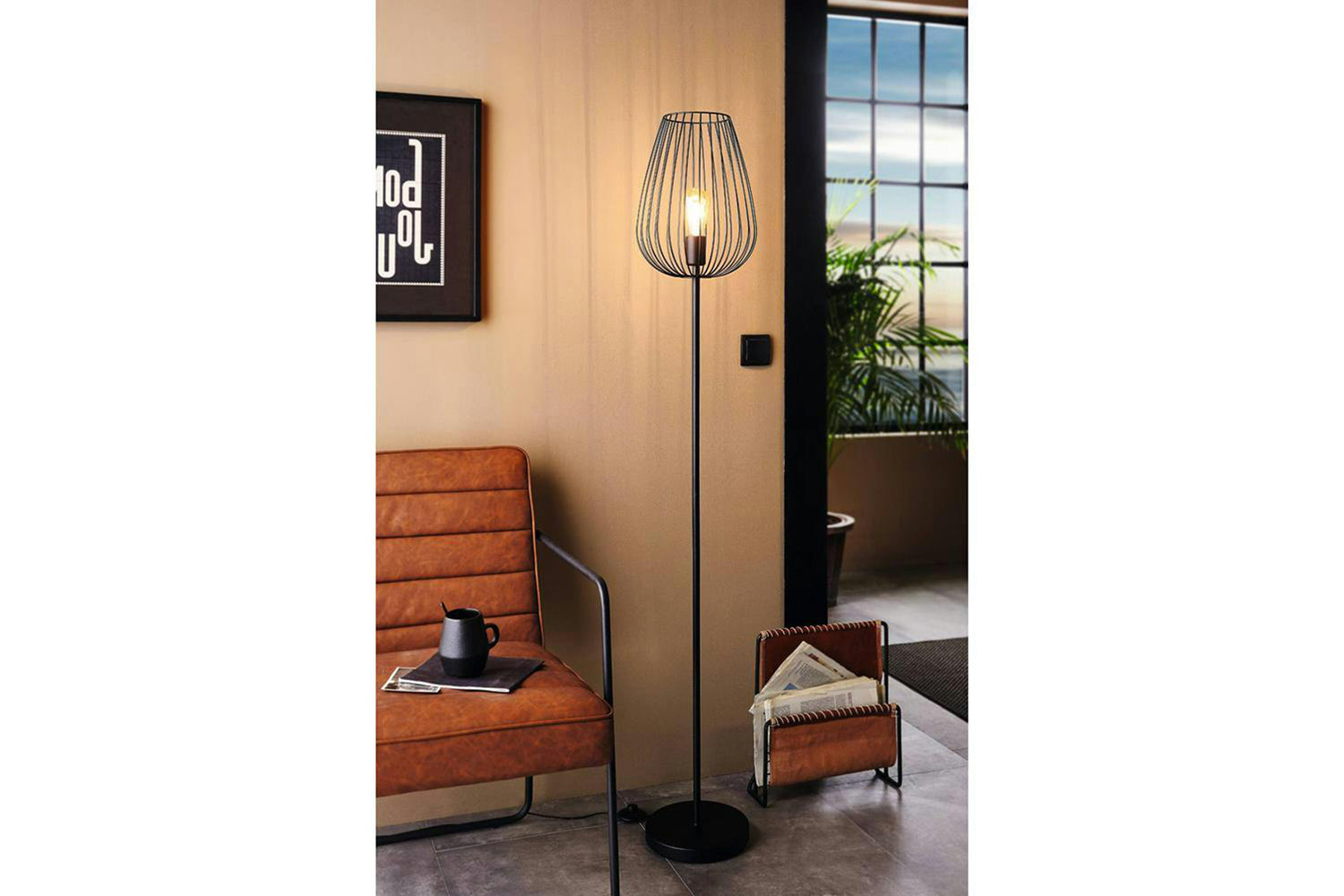 Eglo | Newtown Vintage Caged Floor Lamp | Black-2