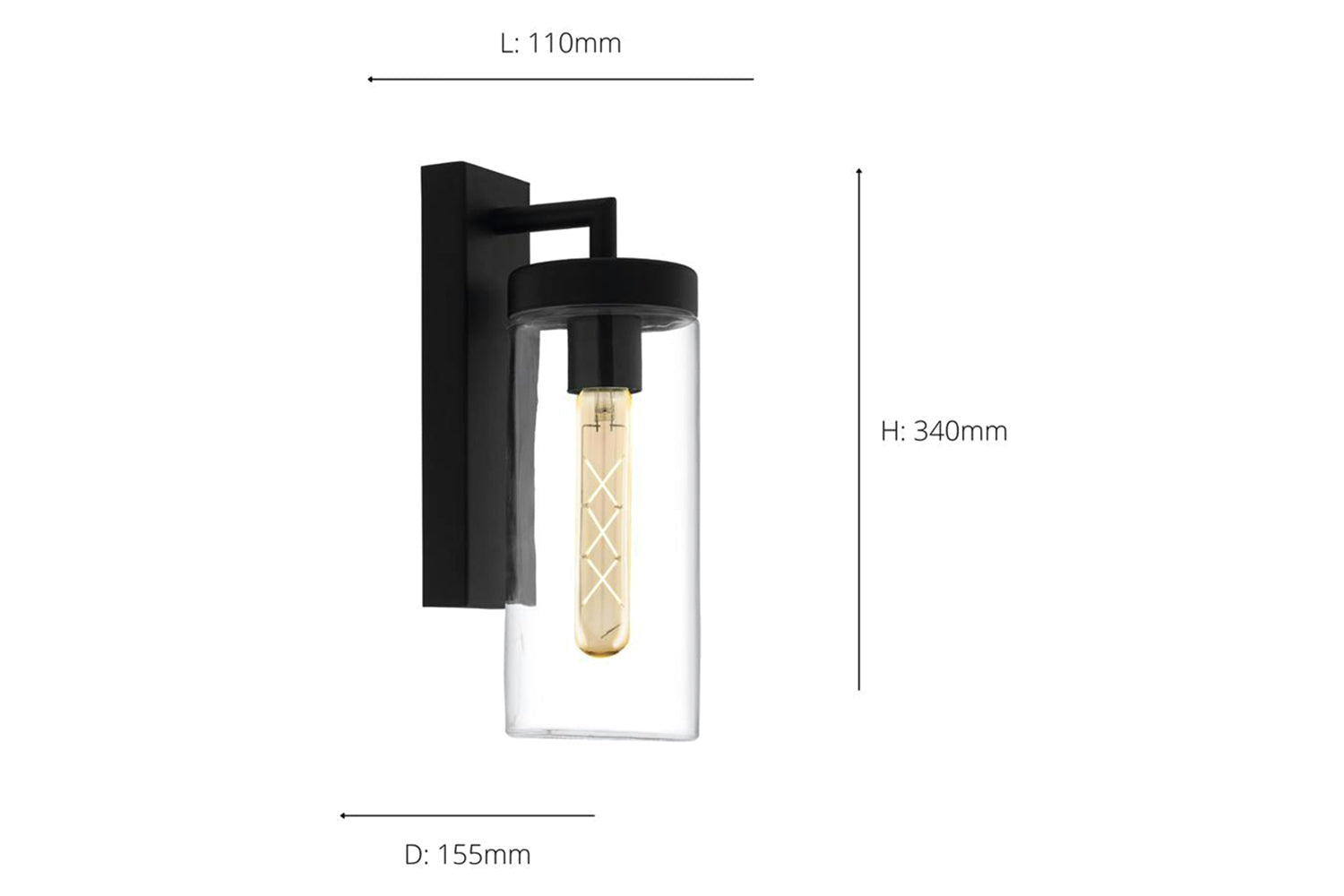 Eglo | Bovolone Modern Exterior Wall Lamp | Black-3