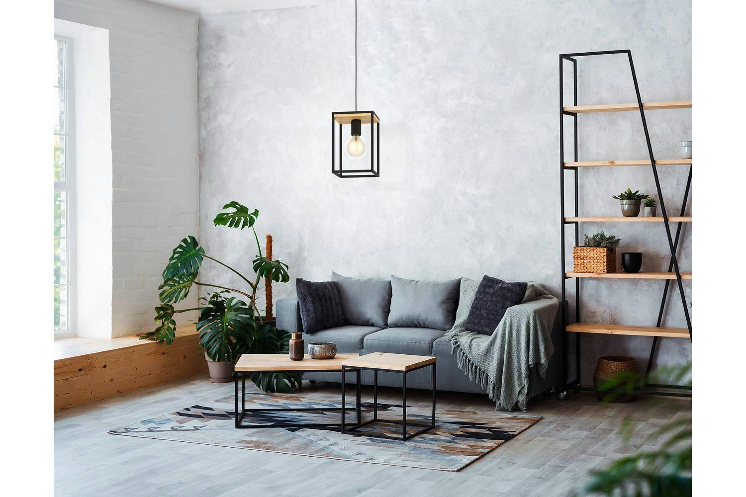 Eglo | Libertad Caged Pendant Light | Black/Brown-2