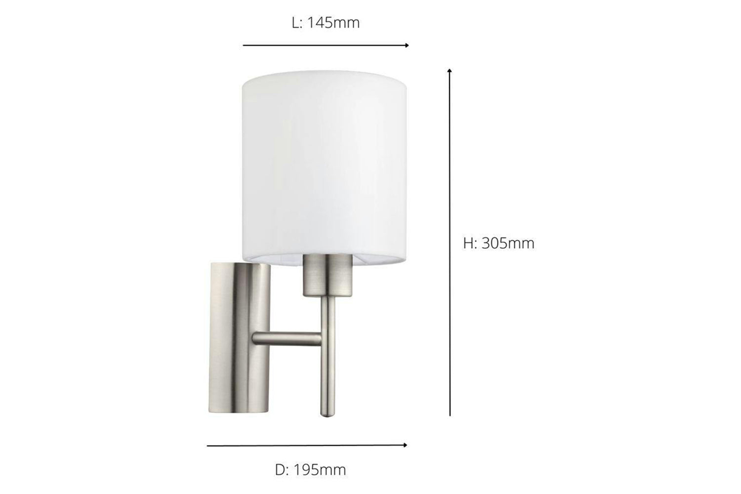 Eglo | Pasteri Wall Light | Nickel/White-3