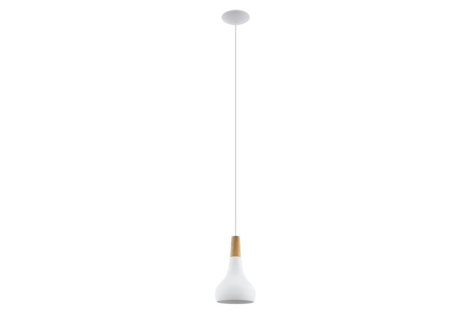 Eglo | Sabinar Metal and Wood Pendant Light | 18 cm | White