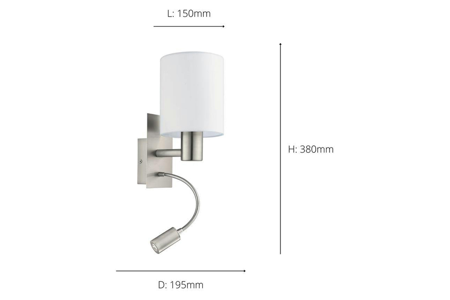 Eglo | Pasteri LED Wall Light with Reading Light | Nickel/White-3