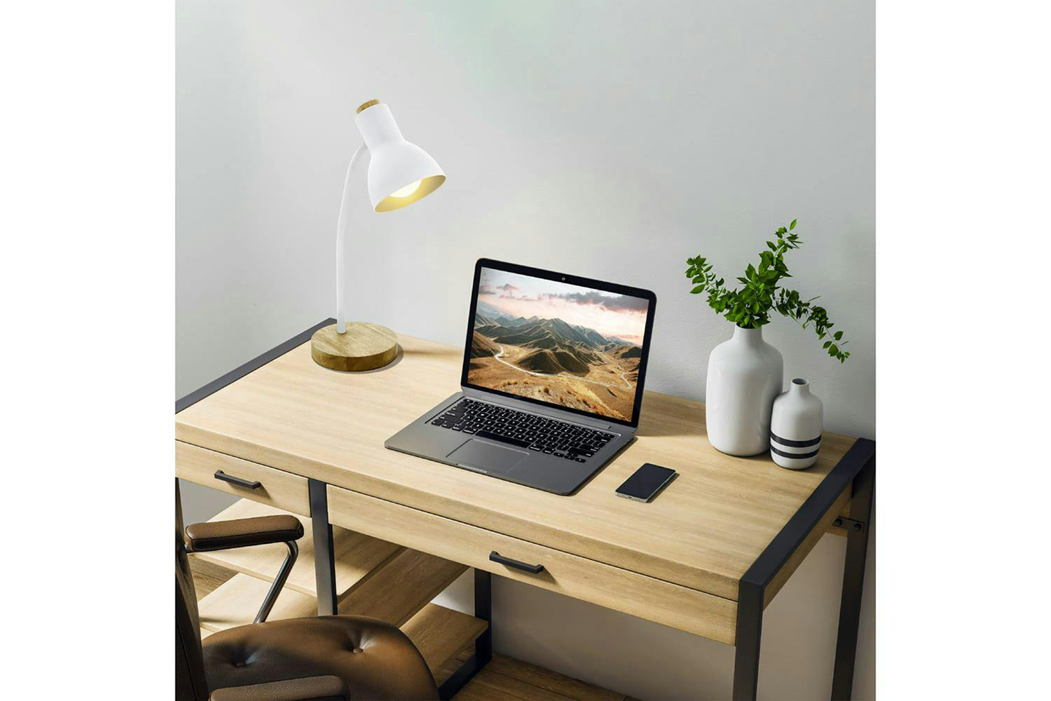 Eglo | Veradal Desk Lamp | Brown/White-2