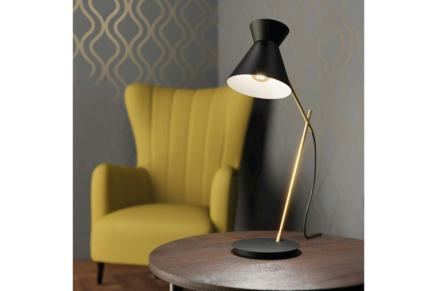 Eglo | Amezaga Metal Task Style Desk Lamp | Black/Gold-2