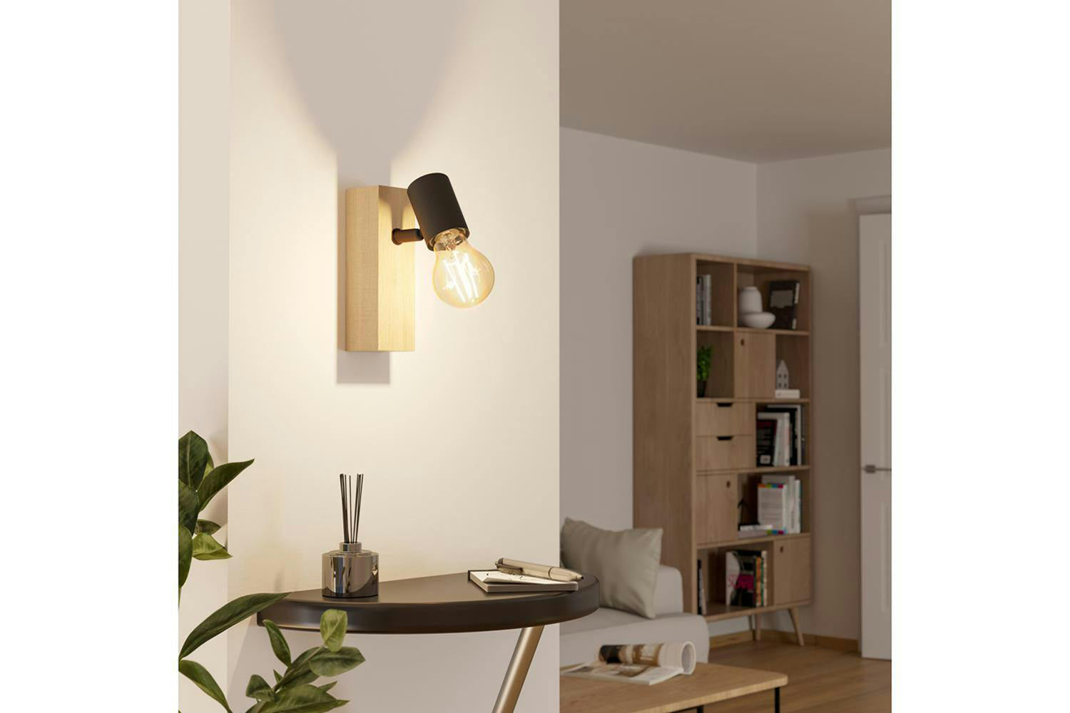 Eglo | Townshend 3 Industrial Wall Light | Brown/Black-2