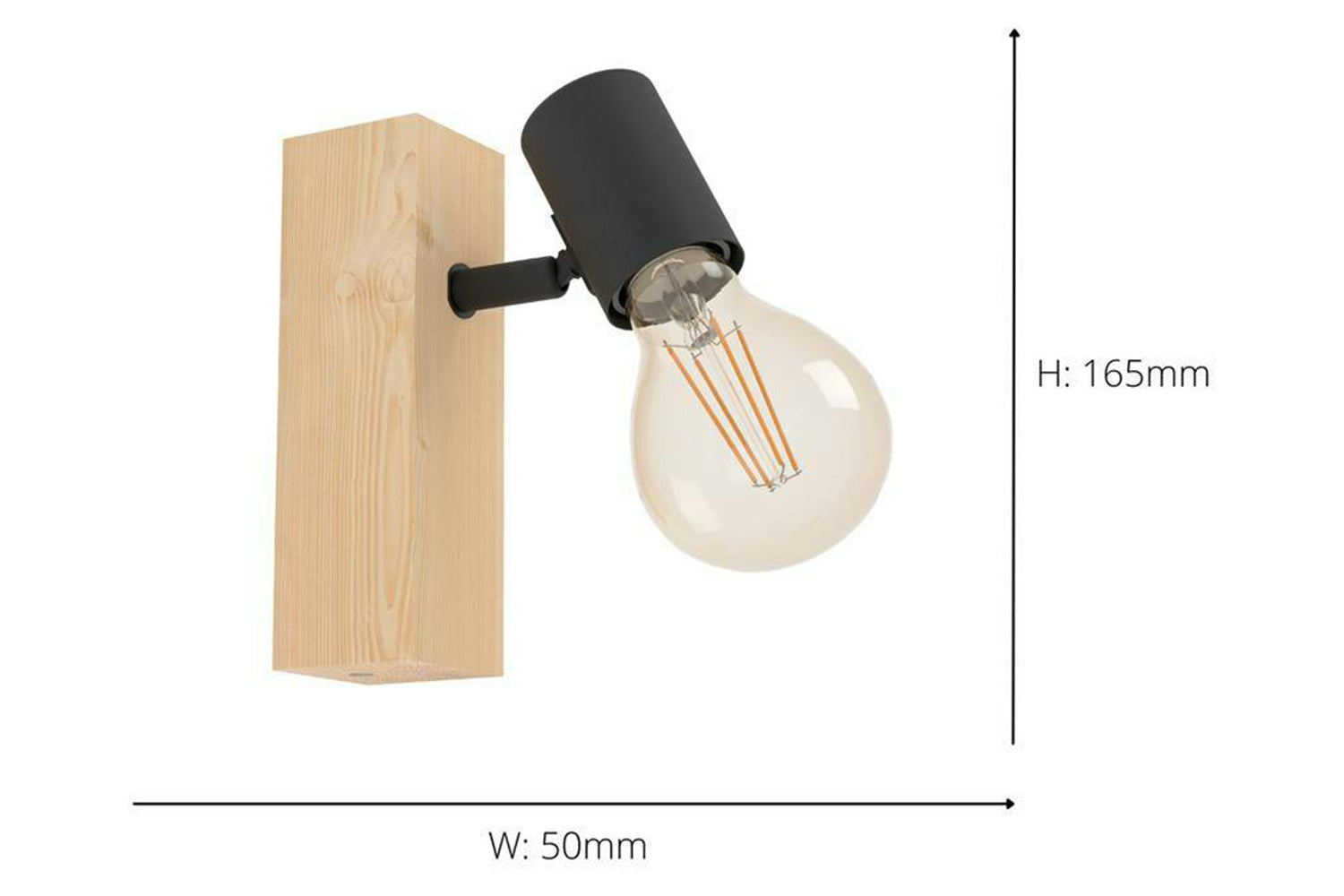 Eglo | Townshend 3 Industrial Wall Light | Brown/Black-4